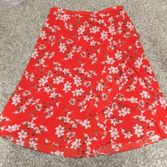 Calvin Klein Dresses & Skirts - Calvin Klein Red Floral Tropical Midi Skirt 12